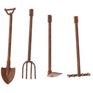 Tuoservo Pelle miniature pour maison de poupée, houe et fourche, outils agricoles, accessoires de jardin féerique - Publicité