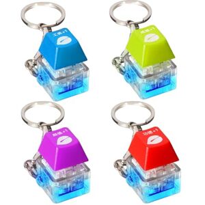 Libcflcc Mini Clicker Sensory Toy 4pcs Clavier Mécanique Keycap Fidget avec Porte-clés Soulager l'Ennui Stress Doigt Bouton Effet Lumineux Casquettes de Poche 4 pièces - Publicité