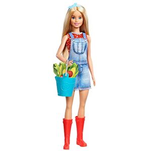 Barbie Famille Cueillette à la Ferme, Poupée fermière Blonde avec Bottes en Plastique Orange et Une Figurine Poule, Jouet pour Enfant, GJB60 Multicolore - Publicité