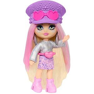 Barbie Poupée Mini Minis Extra Cool Voyage Articulée en Tenue Métallisée pour Le Désert, Accessoires Festival Inclus, 8,3 Cm Jouet Enfant, A Partir De 3 Ans, HPN07 - Publicité