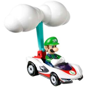 Mattel Hot Wheels Die-Cast Mario Kart Luigi in P-Wing Kart with Cloud Glider - Publicité