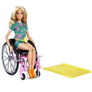 Barbie Fashionistas Doll #165, with Wheelchair & Long Blonde Hair Wearing Tropical Romper, Orange Shoes & Lemon Fanny Pack, Toy for Kids 3 to 8 Years Old GRB93 - Publicité