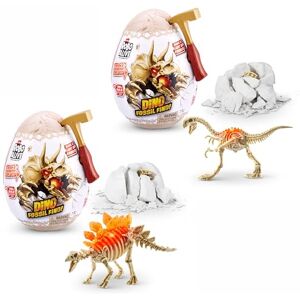 ROBO ALIVE Mini Dino Fossil Find (2 Pack, Gigantoraptor & Stegosaurus) by ZURU Boys 4-8 Dig and Discover, STEM, Excavate Prehistoric Fossils, Educational Toys, Great Science Kit Gift for Girls and Boy - Publicité