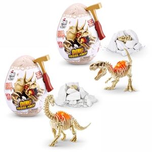 ROBO ALIVE Mini Dino Fossil Find (2 Pack, T-Rex & Brontosaurus) by ZURU Boys 4-8 Dig and Discover, STEM, Excavate Prehistoric Fossils, Educational Toys, Great Science Kit Gift for Girls and Boy, Magma - Publicité
