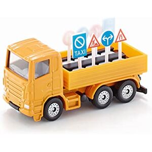 SIKU 1322, Camion avec panneaux de signalisation routière, métal/plastique, orange, 8 panneaux de signalisation routière inclus - Publicité