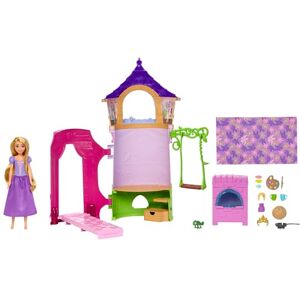 Mattel Princesses Disney Coffret La Tour de Raiponce avec poupée articulée Raiponce, Figurine Pascal, tour 360°, 6 espaces de jeu et 15 accessoires, Jouet Enfant, Dès 3 ans, HMV99 - Publicité