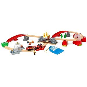 Brio World 36004 Circuit Action Pompier Smart Tech Sound Coffret Complet de 41 pièces avec Train électrique Intelligent STEM Circuit de Train en Bois Jouet Mixte dès 3 Ans - Publicité