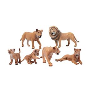 JOKFEICE FLORMOON Lot de 6 lions réalistes en plastique Figurines d'animaux sauvages Jouets éducatifs de la ferme et de la forêt Décoration de cupcake d'anniversaire pour garçons et filles - Publicité