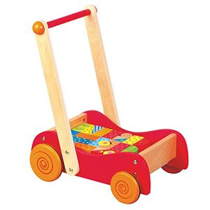 New Classic Toys - Lelin Toys-Véhicule pour Enfant-Chariot À Pousser avec Blocs-30 Pièces, 1300, Bleu - Publicité