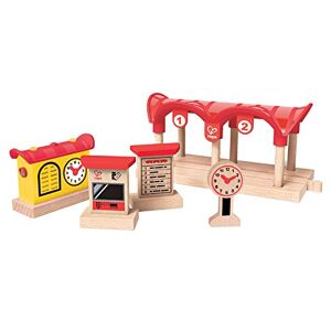 Hape Quai de Gare Circuit Train Bois Enfant 3 ans et + Kit Jeux de Construction 5 Pièces en Bois Enregistrement Vocal et Eclairage des Rails Jouet Compatible Marques Traditionnelles - Publicité