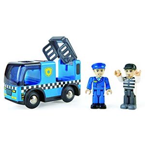 Hape Jouet  Voiture de Police pour Circuit Train en Bois, Enfant 3 ans et plus Jeu Éducatif Électrique Avec Figurine et Sirène Roule Avec ou Sans Piles - Publicité