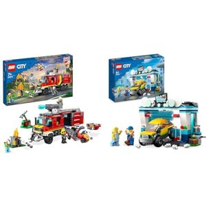 Lego 60374 City Le Camion Dâ€™Intervention des Pompiers, Jouet avec Drones Terrestres Et Aériens, avec Figurines, Et Véhicule d'urgence Moderne, Enfants 7 Ans & 60362 City La Station de Lavage - Publicité