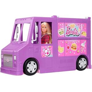 Barbie Mobilier Food Truck pour poupées, véhicule violet transformable avec plus de 25 accessoires, jouet pour enfant, GMW07 - Publicité