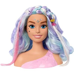 Barbie Poupée Tête À Coiffer Contes De Fées avec Cheveux Féeriques Couleur Pastel Et 20 Accessoires, Jeu De Coiffure, Jouet Enfant, Dès 3 Ans, HMD82 - Publicité