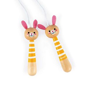 Janod Wooden Rabbit Skipping Rope Adjustable Size From 3 Years Old, J03197, Yellow Pink - Publicité