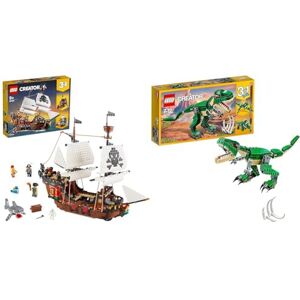 Lego 31109 Creator Bateau Pirate 3en1: Jouet de Construction d'Aventure & 31058 Creator 3-en-1 Le Dinosaure Féroce, Cadeau de Noël, Jouet Dinosaures, Figurines, T. Rex, Triceratops et Pterodactyl - Publicité