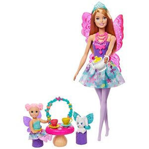 Barbie Dreamtopia Coffret Service à Thé avec poupée fée, Figurine de Fillette et Accessoires, Jouet pour Enfant, GJK50, Multicolore - Publicité