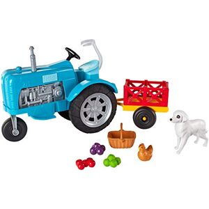 Barbie Tracteur Bleu pour Poupée avec Remorque, Figurines Chien et Poule, Un Panier et des Légumes, Jouet pour Enfant, GFF49 - Publicité
