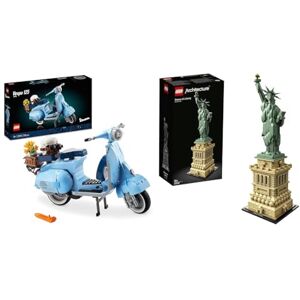 Lego 10298 Icons Scooter Vespa 125, Kit de Construction Modèle Réduit de l'Icône Italienne Vintage & 21042 Architecture La Statue de la Liberté, Ensemble de Construction Skyline - Publicité