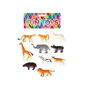 The Home Fusion Company HENBRANDT 10 Assortis Mini Jungle Zoo Animal Plastique Figurines Éléphant Tigre Girafe Jouets - Publicité