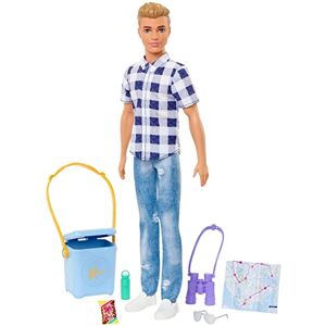 Barbie Poupée Ken Camping avec Chemise à Carreaux, Jean Effet usé et Baskets Blanches, avec 6 Accessoires de Camping, Jouet Enfant, Dès 3 Ans, HHR66 - Publicité