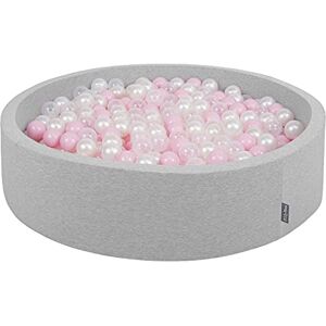 KiddyMoon Piscine À Balles pour Bébé Rond 120X30cm/300 Balles 7Cm Grande Fosses À Boules Jouet Enfant, Gris Clair:Rose Poudré-Perle-Transparent - Publicité