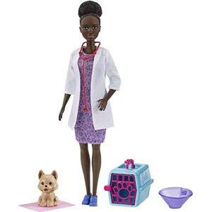 Barbie Pet Vet Playset with Brunette Doll (12-in), Role-Play Clothing & Accessories: Cone, Pad, Pet Crate, Puppy Figure, Great Gift for Ages 3 Years Old & Up - Publicité