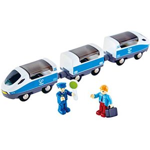 Hape Jouet  Train Intercités pour Circuit Train Bois Conducteur et Passager Fourni avec Locomotive et Wagon Bleus Jeu pour Enfant dès 3 Ans Compatible avec Marques Traditionnelles - Publicité