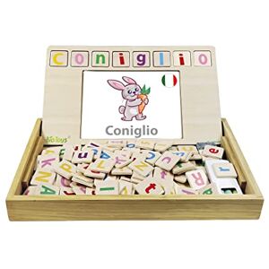 Lexibook Bio Toys École des Mots, bilingues Italien/Anglais, 50 Cartes, Alphabet - Publicité