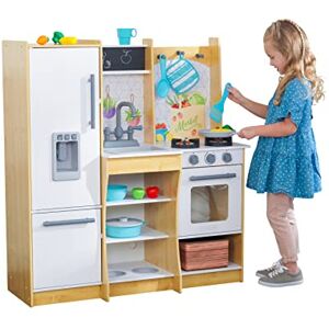 KidKraft Cuisine Enfant en Bois Fresh Harvest, Dinette incluant Accessoires, ustensiles, Distributeur de glaçons, Jeu d'imitation, Jouet Enfant dès 3 Ans, 10065 - Publicité