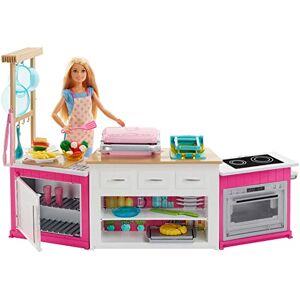 Barbie Metiers Coffret Poupee Cheffe avec Kit Cuisine, Accessoires pour Repas et Cinq Pots de Pacte à Modeler, Emballage Ferme, Jouet pour Enfant, GWY53 - Publicité