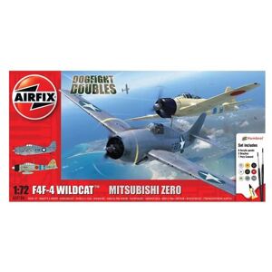 Airfix Kits de construction de maquette d'avion – F4F-4 Wildcat & Mitsubishi Zero – Kit de bricolage miniature en plastique à l'échelle 1/72 pour adultes – Cadeaux d'avion pour homme - Publicité