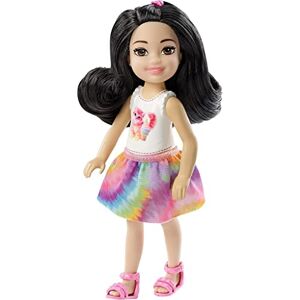 Barbie Famille Mini-Poupée Chelsea Fille Brune, Haut Motif Chat et Jupe Arc-en-Ciel, Jouet pour Enfant, FXG77 - Publicité