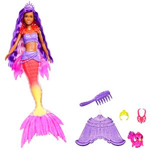 Barbie Coffret Mermaid Power avec Poupée Sirène « Brooklyn » Roberts, Animal, Nageoires Interchangeables et Accessoires, Jouet Enfant, Dès 3 Ans, HHG53 - Publicité