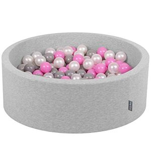 KiddyMoon Piscine À Balles pour Bébé Rond 90X30cm/300 Balles 7Cm Fosses À Boules Jouet Enfant, Gris Clair:Perle/Gris/Rose - Publicité