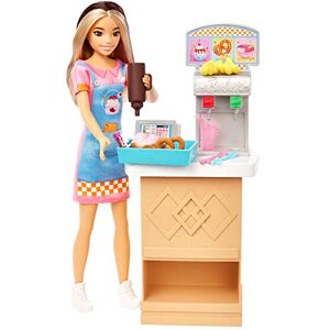 Barbie Coffret Skipper Premiers Jobs avec poupée Mannequin, Snack-Bar avec comptoir, Coupe glacée avec Changement de Couleur et 8 Accessoires, Jouet Enfant, Dès 3 Ans, HKD79 - Publicité