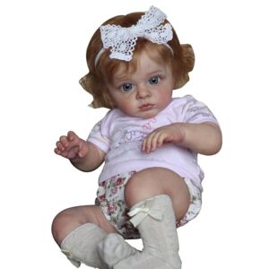 Lonian 60 cm Belle poupée de bébé renaître Blonde 24 Pouces poupée de bébé renaître Tissu de poupée Corps réaliste Nouvelle Fille (Blue Eyes) - Publicité