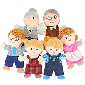 Pssopp Marionnettes à Main Imaginatives, 6 Marionnettes à Doigts en Peluche Douce pour Membres de la Famille, 11,8 Pouces, Adaptées aux Enfants et aux Adultes, (Grand-père + Grand-mère - Publicité