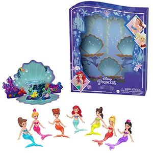 Mattel Princesses Disney Coffret Livre d’Histoires Ariel et ses sœurs, avec 7 mini-poupées sirènes, figurines et accessoires, Jouet Enfant, Dès 3 ans, HLW96 - Publicité