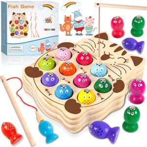 FAMKEEP Jeux Enfants 2 Ans,Jeux Montessori,Jouets en Bois Jeu de pêche,Jeux Magnetique Enfant,Cadeau Garçon Fille,Jeu de Peche Magnetique,Jeux Enfants Cadeau 2-5 Ans - Publicité