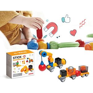 Stick-O Jeu de Construction magnétique pour Enfants à partir de 3 Ans, Jouets de Construction créatifs et éducatifs, Ensemble de Chantier pour Filles et garçons, Jouets Montessori, 26 pièces, - Publicité