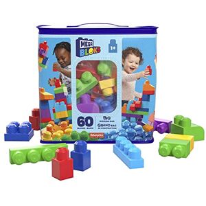 MEGA Bloks, Blocs De Construction, Grand Sac De Construction Bleu, Couleurs Classiques, 60 Blocs De Construction Empilables, Jouet Enfant, Jouet pour Enfant de 1 Ans et Plus, DCH55 - Publicité