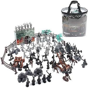 URFEDA 120pcs Medieval Anciens Soldats, Jouets de Soldat Chevalier et Chevaux, Guerriers en Plastique Armée Militaire, Figurines d'action de l'armée pour Hommes, Jeu de Rôle Militaires pour Enfants - Publicité