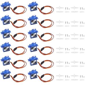 diymore 12 pièces SG90 9G Micro Servo Motor for RC Robot Arm/Hand/Helicopter Boat Airplane Car Vehicle Models Control, Mini Micro Motor Servos [Convient Uniquement aux Personnes de Plus de 16 Ans] - Publicité