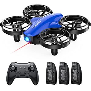 Tomzon A24 Mini Drone pour Enfant Débutant RC Hélicoptère avec Télécommande, 3 Batteries Modulaires 23mins Temps de Vol, Mode de Combat/3D Flip/Mode sans Tête/3 Vitesses Cadeau Garçon Fille Bleu - Publicité