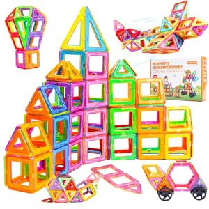 kejector Construction Magnétiques 60 PCS de Blocs Éducatifs 3D Stems Jouets Montessori Créativité pour Enfants de 3 Ans et Plus Blocs de Construction Éducatifs Jeux Magnétiques Cadeau - Publicité