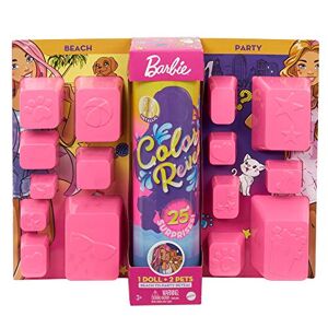 Barbie Color Reveal Deluxe poupée avec 25 éléments mystère, 15 sachets Surprise, thème Plage & soirée, Jouet pour Enfant, GPD55 - Publicité