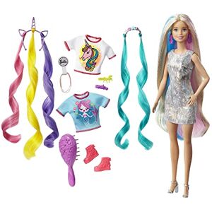 Barbie Cheveux Fantastiques Poupée Blonde Aux Longs Cheveux Brillants Avec 2 Serre-têtes Fantaisie Et Accessoires, Jouet Pour Enfant, GHN04 - Publicité