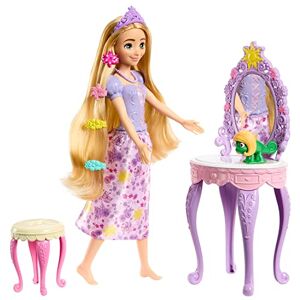 Mattel Disney Princess Coffret Avec Poupée Raiponce Inspiré Par Le Dessin Animé, Coiffeuse Violet Et Rose Et 10 Accessoires, Figurine Pascal À Clipser, Jouet Enfant, Dès 3 Ans, HLX28 - Publicité