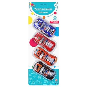 FLYPOP'S Petites Voitures De Police Mini Véhicule 026811 Multicolore Plastique Véhicule Rétro-Friction Miniature Automobile Jouet Enfant 10 cm x 4 cm À Partir de 3 Ans - Publicité